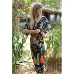 G.KERO Robe DANCING WOOD BLACK -Robes Soldes Boutique gkero robe dancing wood orange 2