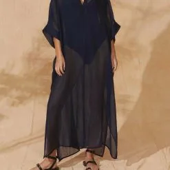 MARE DI LATTE Cafetan BELLA PASHMINA INK -Robes Soldes Boutique mare di latte cafetan bella pashmina ink 1