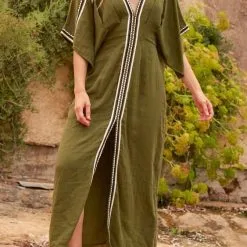 MARE DI LATTE Robe SOUANE Olive Green -Robes Soldes Boutique mare di latte robe souane black 2